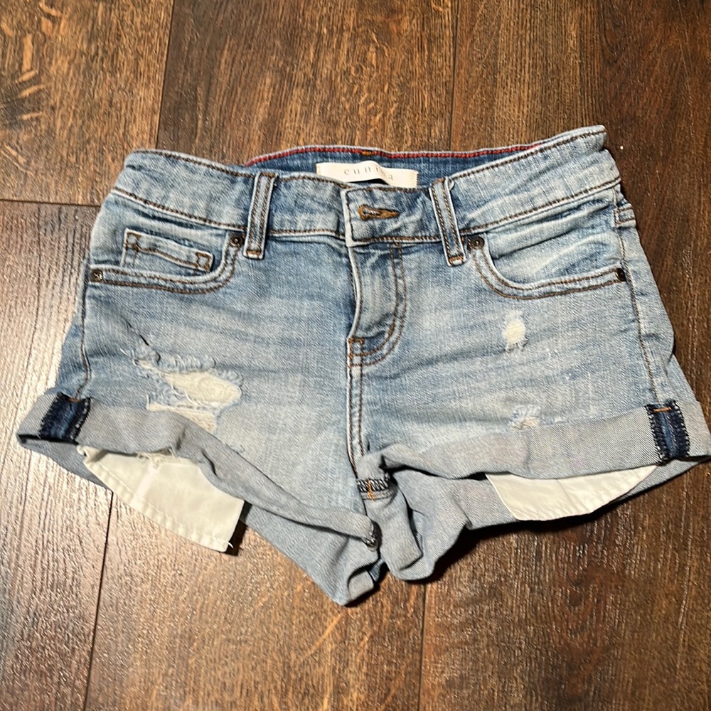 Eunina Heidi Low Rise High Low Distressed Shortie, XS